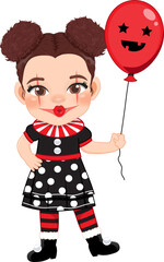 Happy Halloween with cute Circus girl costume cartoon character design