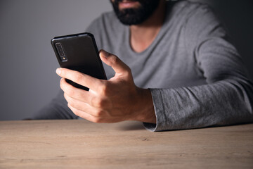 man hands using smartphone