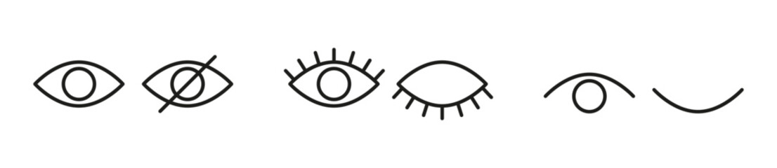 Password hidding icons set. Icons for data privacy and sensitive content mark. Outline vector illustration