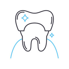 crown teeth line icon, outline symbol, vector illustration, concept sign
