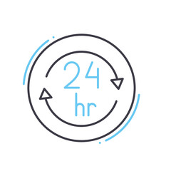 Obraz premium 24-hr service line icon, outline symbol, vector illustration, concept sign