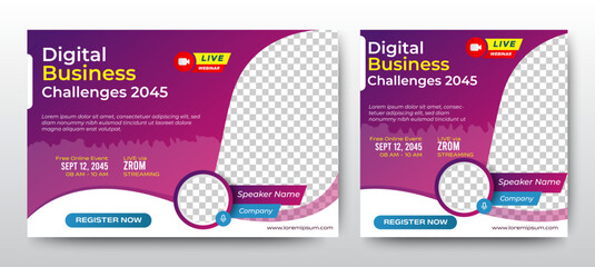 Digital Business Challenges live webinar banner invitation and social media post template. Business webinar invitation design. Vector EPS 10
 - obrazy, fototapety, plakaty