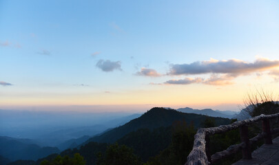 Fototapeta na wymiar Mountain Landscapes with sunrise and fog