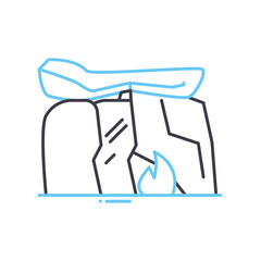 civilization cave line icon, outline symbol, vector illustration, concept sign