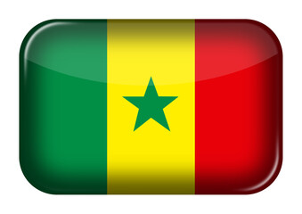 Senegal web icon rectangle button with clipping path 3d illustration