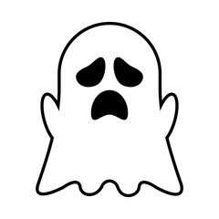 Cute ghosts outline doodle cartoon illustration. Ghosts coloring book page activity for kids and adults. Transparent background. Illustration