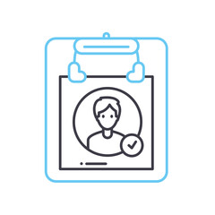 approved candidate line icon, outline symbol, vector illustration, concept sign