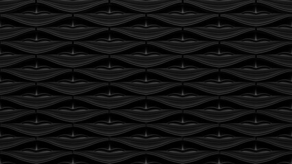 Luxury black high and low gradients wall uniqueness on background , With wavy emboss pattern, 3D Illustration.