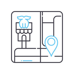 barber location line icon, outline symbol, vector illustration, concept sign
