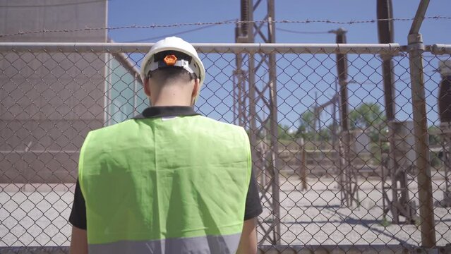 The switchyard of the thermal power plant.
Engineer working in high voltage switchyard.
