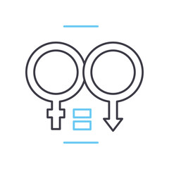 equal rights line icon, outline symbol, vector illustration, concept sign