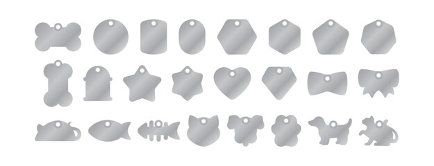 Pet, Dog, Cat Tags, Easily adjust holes, 24 different tag shapes