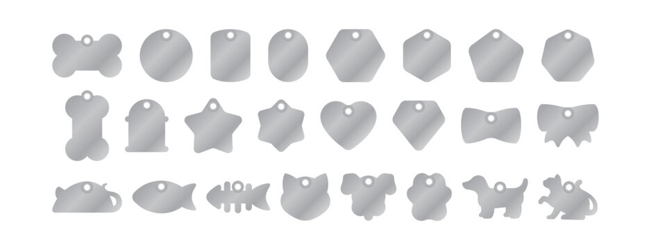Pet, Dog, Cat Tags, Easily adjust holes, 24 different tag shapes