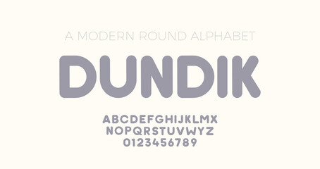 Minimal elegant bold DUNDIK font. Minimal less is more style alphabet with numbers. Typography minimalist typeface