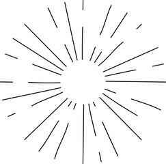 Obraz premium Sun rays or sunshine linear drawing