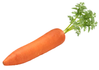Fotobehang Fresh carrot with leaf isolated on white background, Orange carrot on White Background With With png file. © MERCURY studio