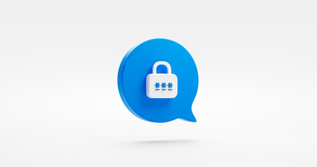 OTP one time password 3d icon isolated on white security verify code access background with message bubble authentication key or identification account verification and internet secure privacy login.