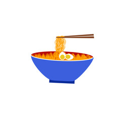bowl of instant noodles, isolated on white background vector illustration 