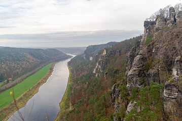 Fototapeta na wymiar River , rocks, view of the countryside. Bohemian Saxony.
