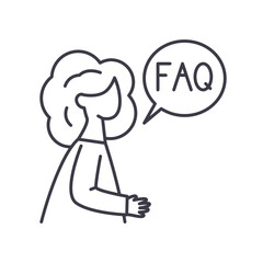 FAQ line icon, outline symbol, vector illustration, concept sign