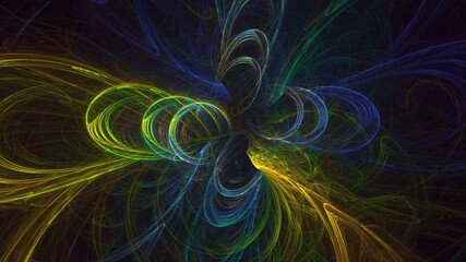 3D rendering abstract multicolor technology fractal light background