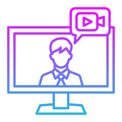 Live Stream Line Gradient Icon