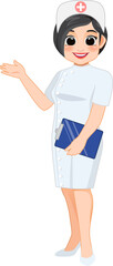 Fototapeta premium Cartoon character with professional nurse in smart uniform