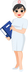 Obraz premium Cartoon character with professional nurse in smart uniform