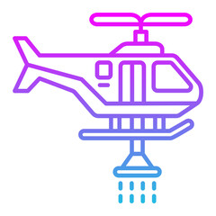 Firefighter Helicopter Line Gradient Icon