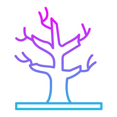 Dry Tree Line Gradient Icon