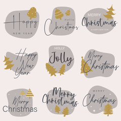 Merry Christmas. Vector logo, emblems, text design and Merry Christmas typography set.