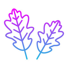 Oak Leaf Line Gradient Icon