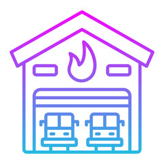 Firefighter Garage Line Gradient Icon