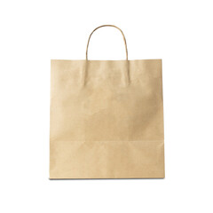 Brown paper shopping bag cutout, Png file.