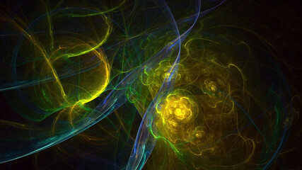 3D rendering abstract multicolor technology fractal light background