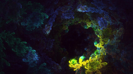 3D rendering abstract multicolor technology fractal light background