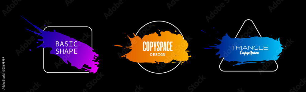 Poster colorful gradient ink strokes for graphic design elements, copy space and lower third. abstract chin