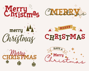 Merry Christmas. Vector logo, emblems, text design and Merry Christmas typography set.