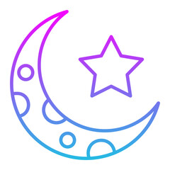 Crescent Moon Line Gradient Icon