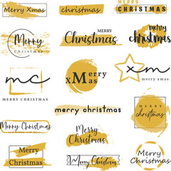 Merry Christmas. Vector logo, emblems, text design and Merry Christmas typography set.
