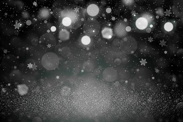 Fototapeta na wymiar teal, sea-green cute shiny glitter lights defocused bokeh abstract background with falling snow flakes fly, festive mockup texture with blank space for your content