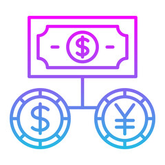 Money Exchange Line Gradient Icon