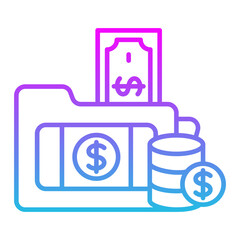 Money Folder Line Gradient Icon