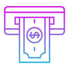 Cash Withdrawal Line Gradient Icon