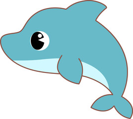 Cute Cartoon Sea Animal Dolphin Character