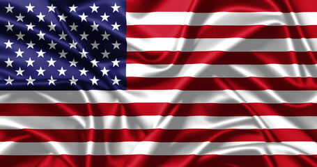 Naklejka premium USA waving flag close up satin texture background