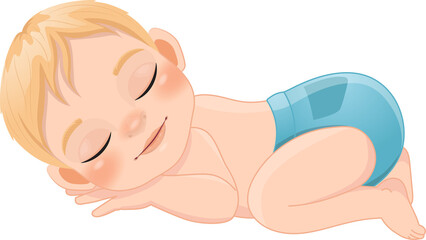 Baby Boy Sleeping Cartoon Character