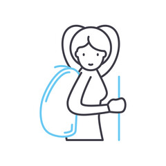 female traveller line icon, outline symbol, vector illustration, concept sign