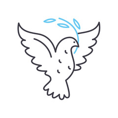 dove line icon, outline symbol, vector illustration, concept sign