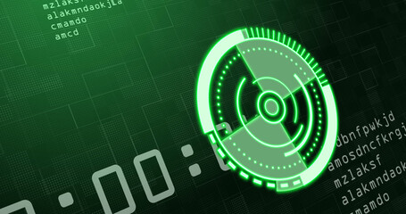 Image of scope scanning over data processing on black background